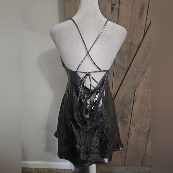 ZARA Metallic Liquid Silver Cowl Neck Slip Mini Dress –Size XS - Picture 12 of 13